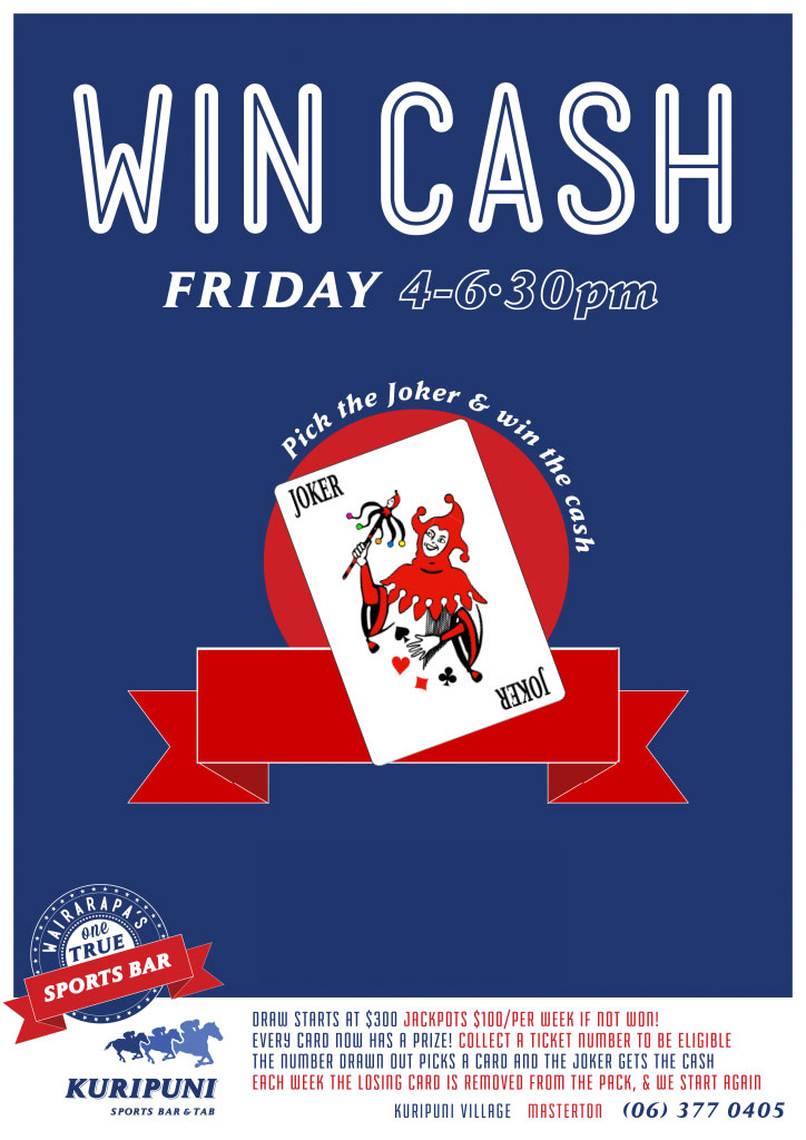 Win Cash Friday at the Kuripuni